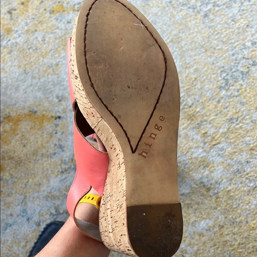 Hinge Pink Wedge Sandals with Cork Platform - Picture 3 of 3